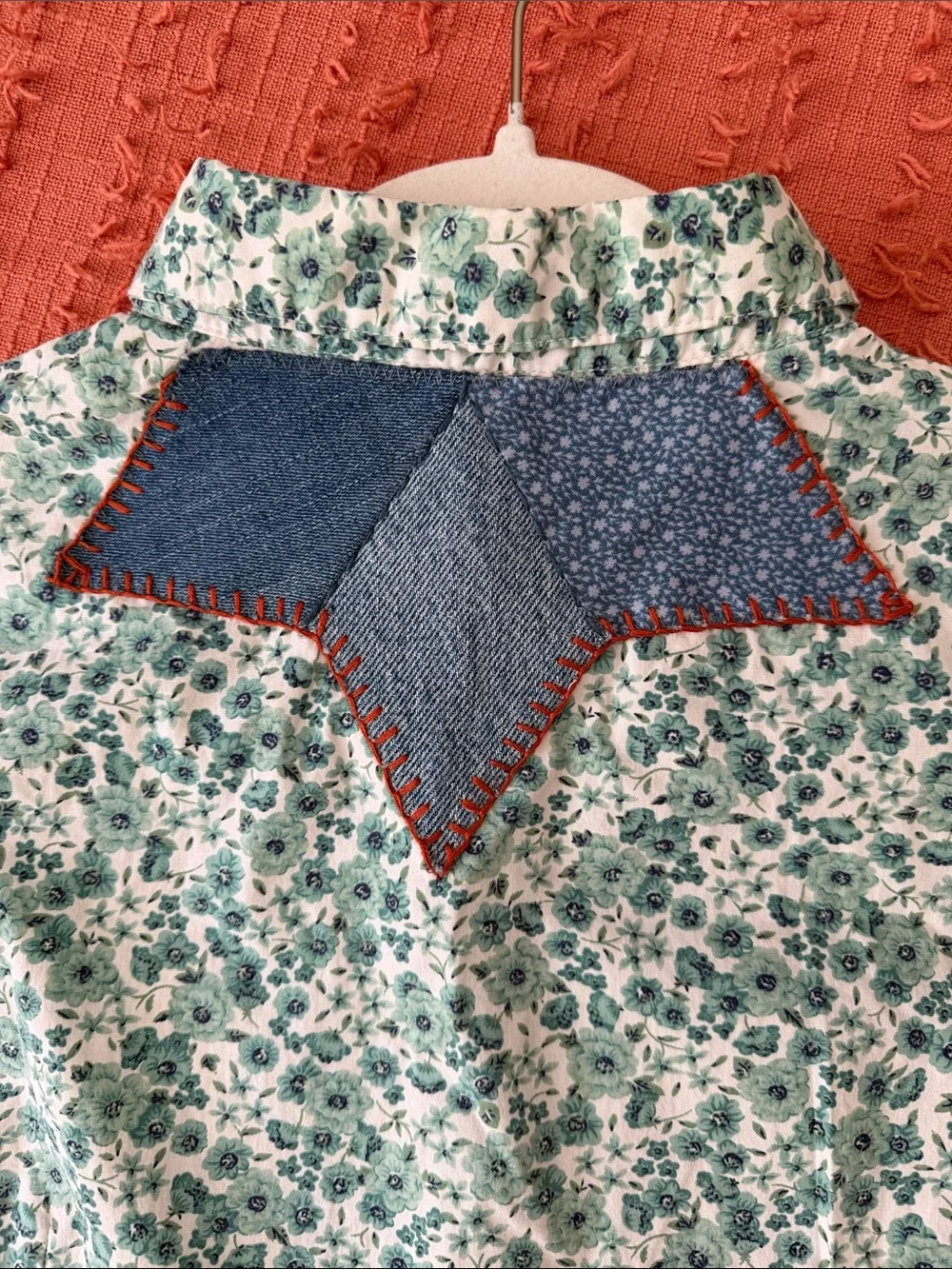 Applique and hand embroidered western star patchwork cotton tank - Picture 7 of 10